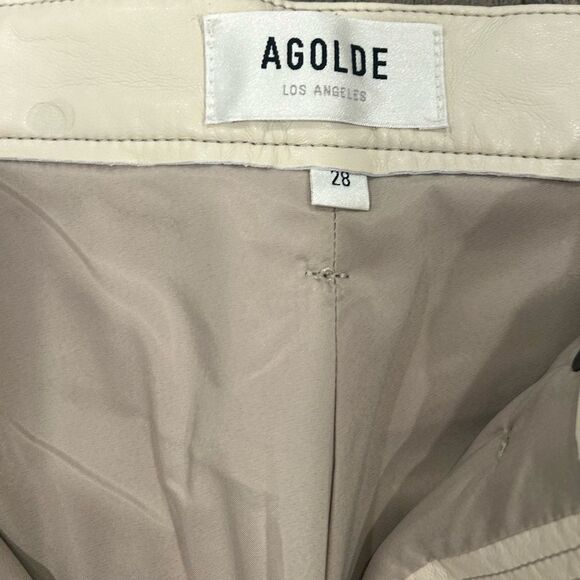 Agolde Beige Recycled Leather 90's Pinch Waist Pants - Picture 4 of 6